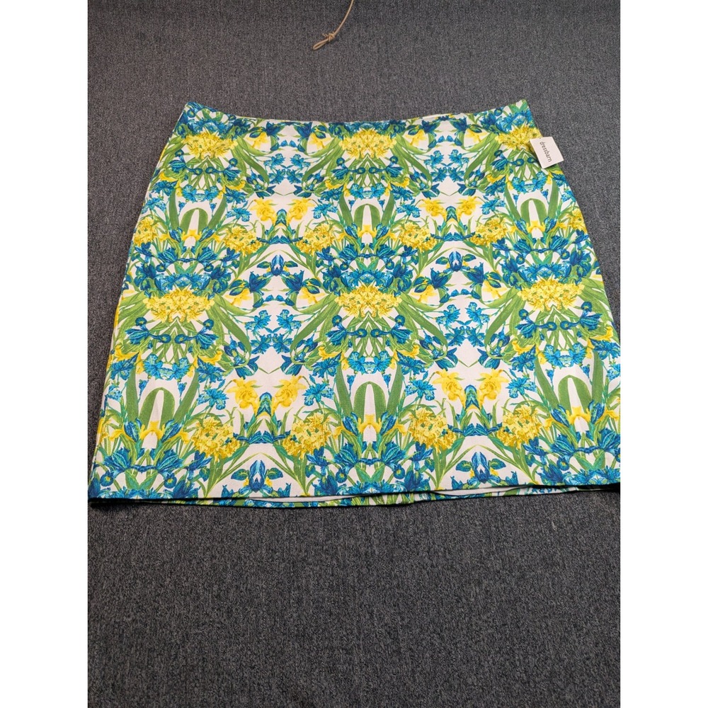 Roz & Ali Dressbarn Floral Pencil Skirt Plus Size 22W Yellow Blue Cotton Blend